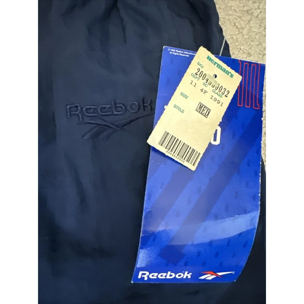 Vintage Reebok Pants Mens Medium Blue Windbreaker Track Soccer 90s Deadstock